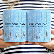 Gift For Grandpa,Grandpa - Grandkids,Gift For Father,Fishing,Icon,Adorable - Reel Cool Dad Grandpa - Personalized White Edge-to-Edge Mug