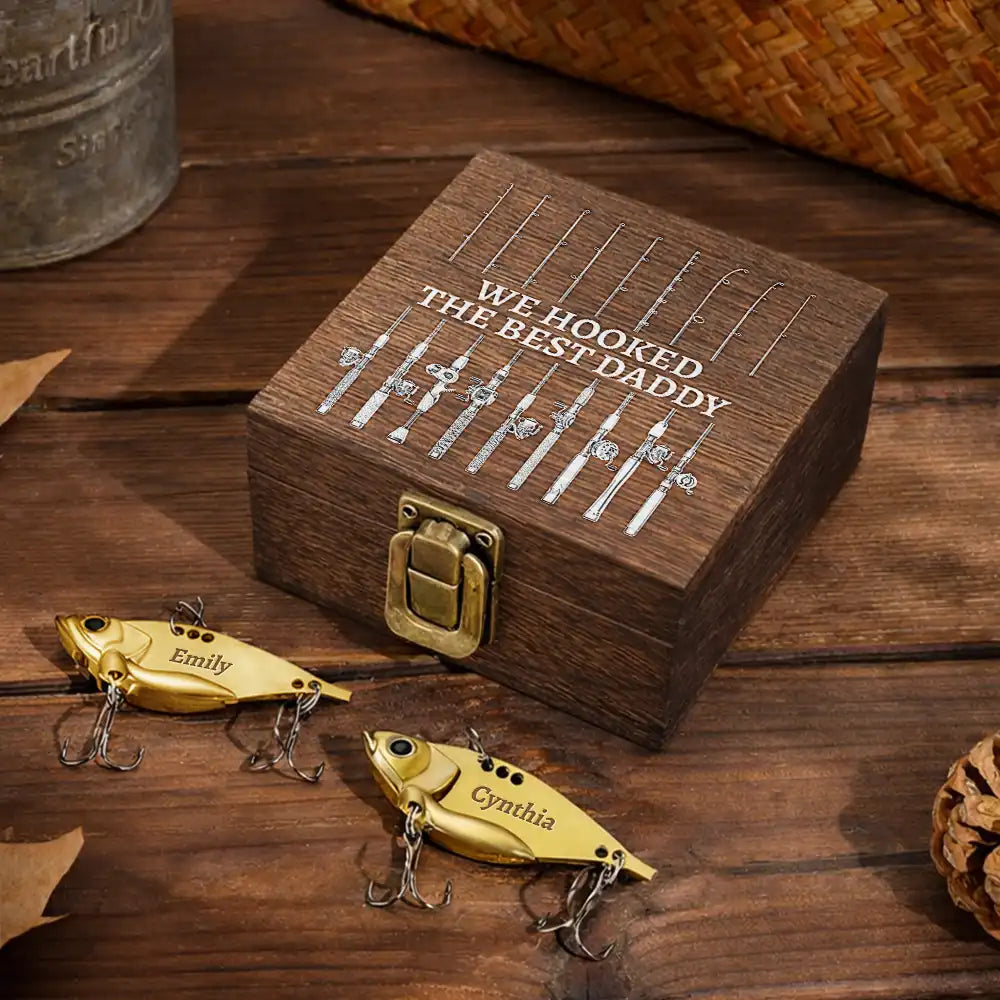 Gift For Father, Fishing, Summer, Top Market, Humorous, Custom Text - Reel Cool Dad Fishing Dad Grandpa - Personalized Metal Fish Lure Set