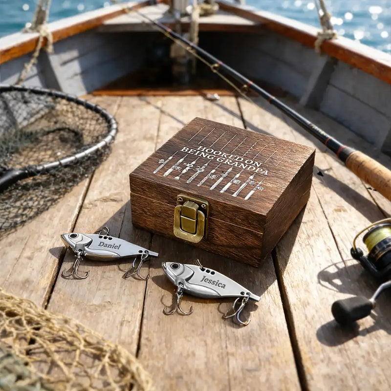 Gift For Father, Fishing, Summer, Top Market, Humorous, Custom Text - Reel Cool Dad Fishing Dad Grandpa - Personalized Metal Fish Lure Set