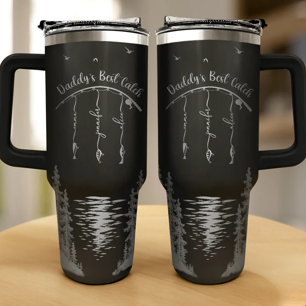 Gift For Father,Gift For Grandpa,Fishing,Non-Eng,Icon,Proud - Reel Cool Dad Grandpa - Personalized Engraved 40oz Tumbler