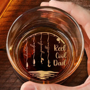 Gift For Father,Gift For Grandpa,Fishing,Non-Eng,Icon,Proud - Reel Cool Dad Grandpa - Personalized Engraved Whiskey Glass
