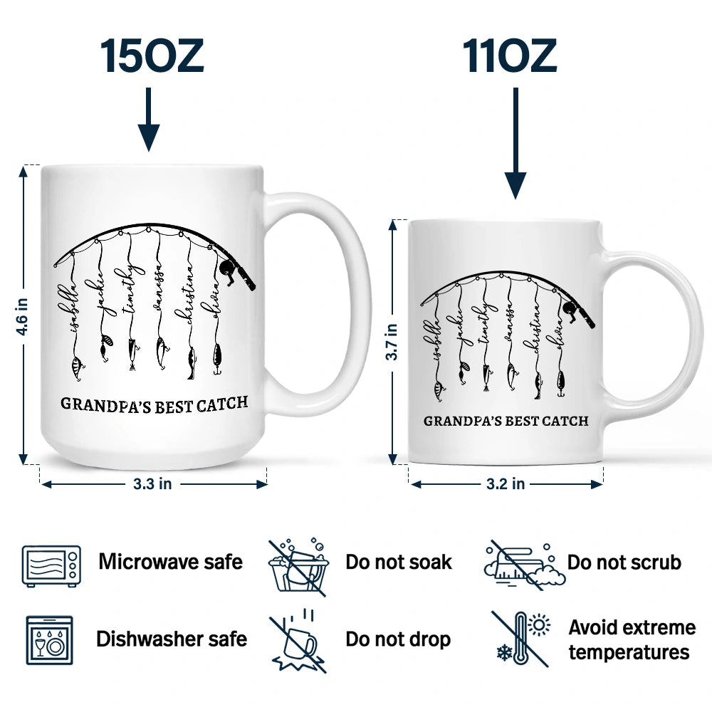 Gift For Father,Gift For Grandpa,Fishing,Non-Eng,Icon,Proud - Reel Cool Dad Grandpa - Personalized Mug