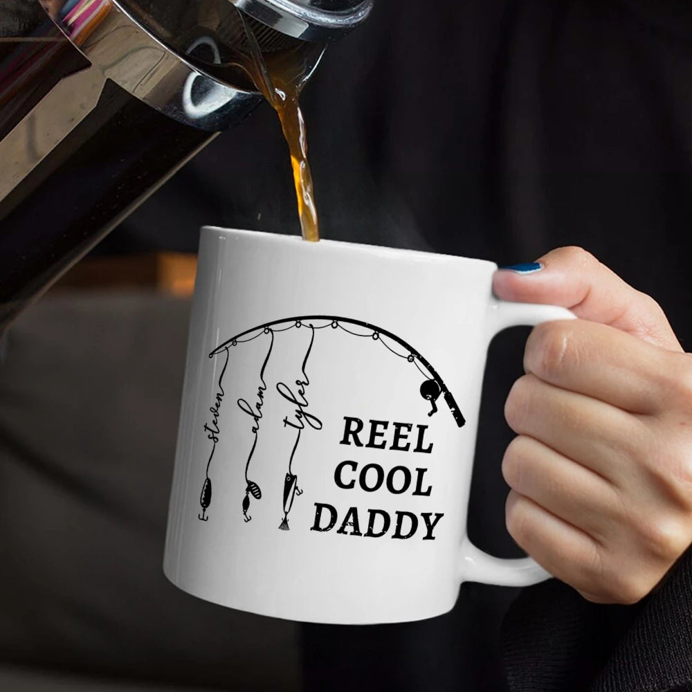 Gift For Father,Gift For Grandpa,Fishing,Non-Eng,Icon,Proud - Reel Cool Dad Grandpa - Personalized Mug