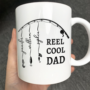 Gift For Father,Gift For Grandpa,Fishing,Non-Eng,Icon,Proud - Reel Cool Dad Grandpa - Personalized Mug