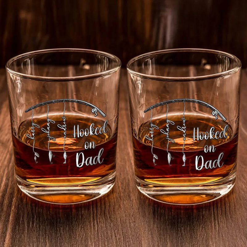 Gift For Father,Gift For Grandpa,Fishing,Non-Eng,Icon,Proud - Reel Cool Dad Grandpa - Personalized Whiskey Glass