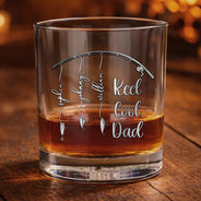 Gift For Father,Gift For Grandpa,Fishing,Non-Eng,Icon,Proud - Reel Cool Dad Grandpa - Personalized Whiskey Glass