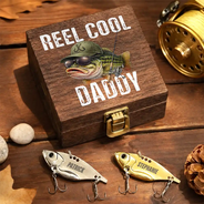 Gift For Men,Gift For Grandpa,Gift For Father,Fishing,Icon,Grateful - Reel Cool Dad Grandpa Fisherman - Personalized Metal Fish Lure Set