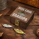 Gift For Men,Gift For Grandpa,Gift For Father,Fishing,Icon,Grateful - Reel Cool Dad Grandpa Fisherman - Personalized Metal Fish Lure Set