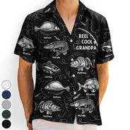Gift For Father,Fishing,Proud,Icon - Reel Cool Grandpa Dad - Personalized Hawaiian Shirt