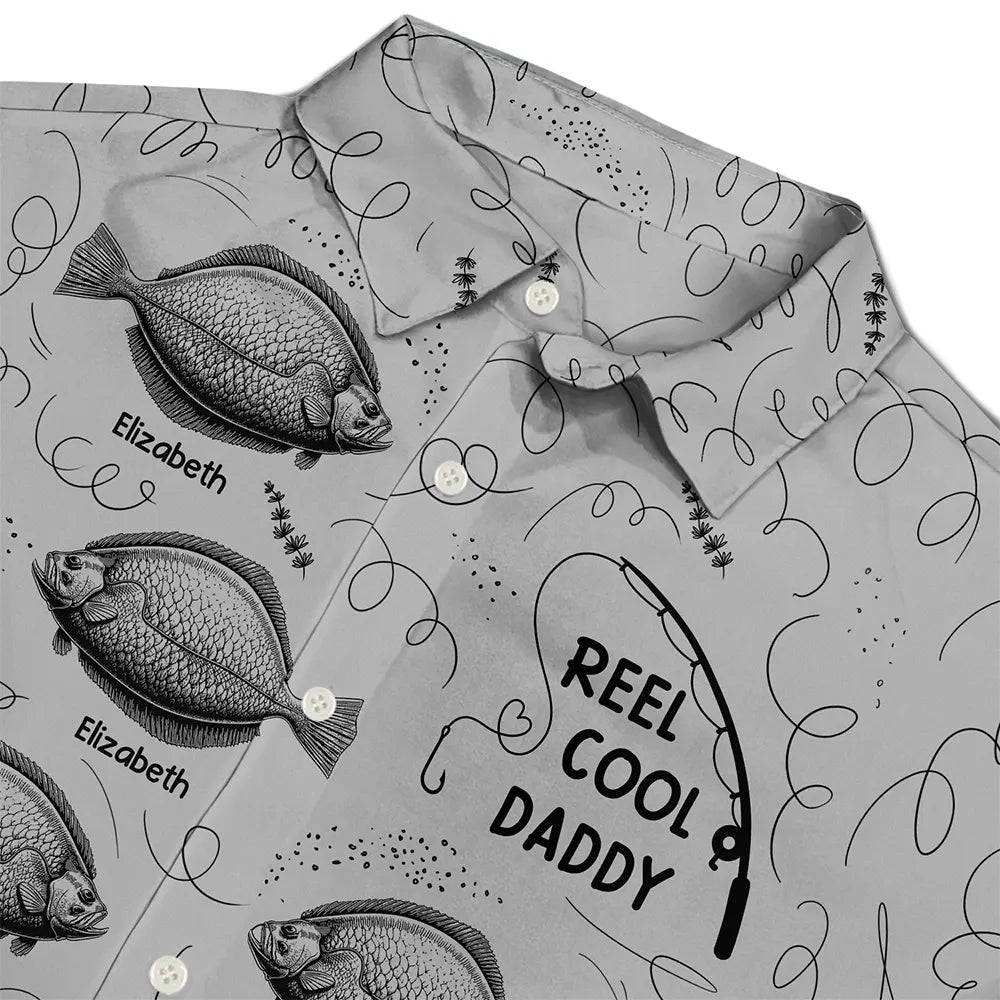 Gift For Father,Fishing,Proud,Icon - Reel Cool Grandpa Dad - Personalized Hawaiian Shirt
