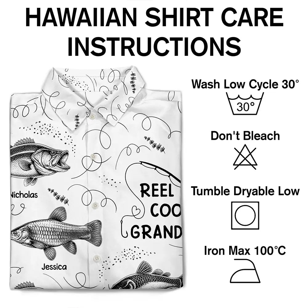 Gift For Father,Fishing,Proud,Icon - Reel Cool Grandpa Dad - Personalized Hawaiian Shirt