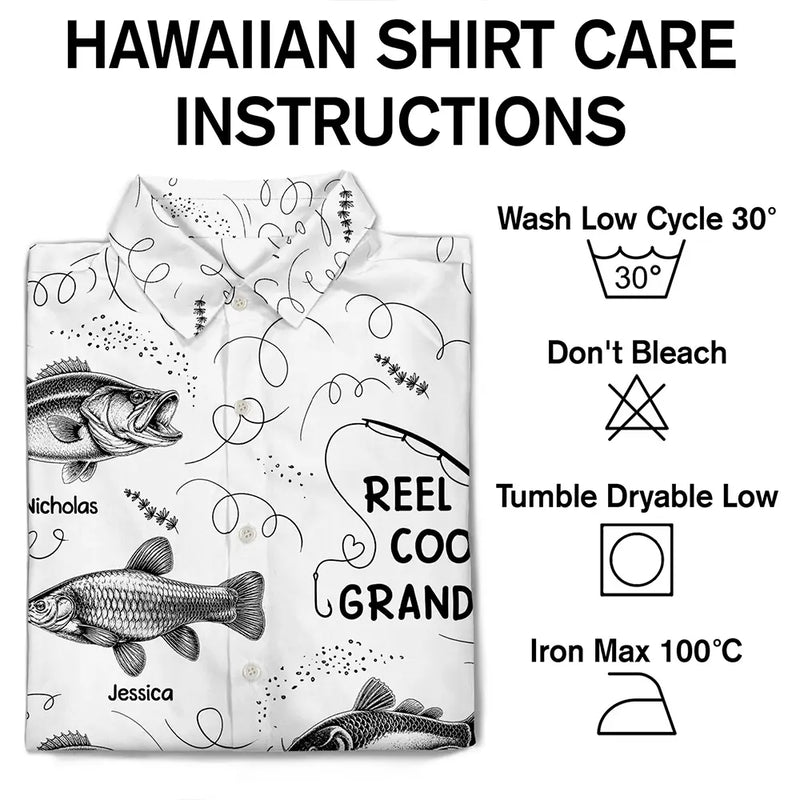 Gift For Father,Fishing,Proud,Icon - Reel Cool Grandpa Dad - Personalized Hawaiian Shirt