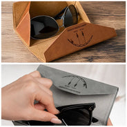 Happy,Gift For Men,Gift For Father,Gift For Grandpa,Gift For Husband,Dad's Hobby,Grandpa's Hobby,Fishing,Gift For Couples,Non-Eng,Icon,Adorable - Reel Cool Grandpa Dad With Kids Names - Personalized Leather Glasses Case