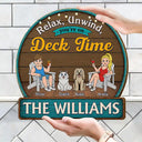 Top Market, Pet Couple, Patio, Playful, Outdoor Decor, Pet Lovers, Gift For Couples, Vector - Relax Unwind You're On Patio Time - Personalized Custom Shaped Wood Sign