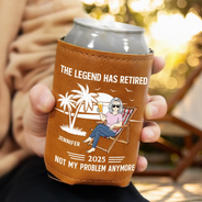 Retirement,Gift For Yourself,Summer,Gift For Father,Happy - Retired Legend Every Sip Taste Like - Personalized Leather Can Cooler