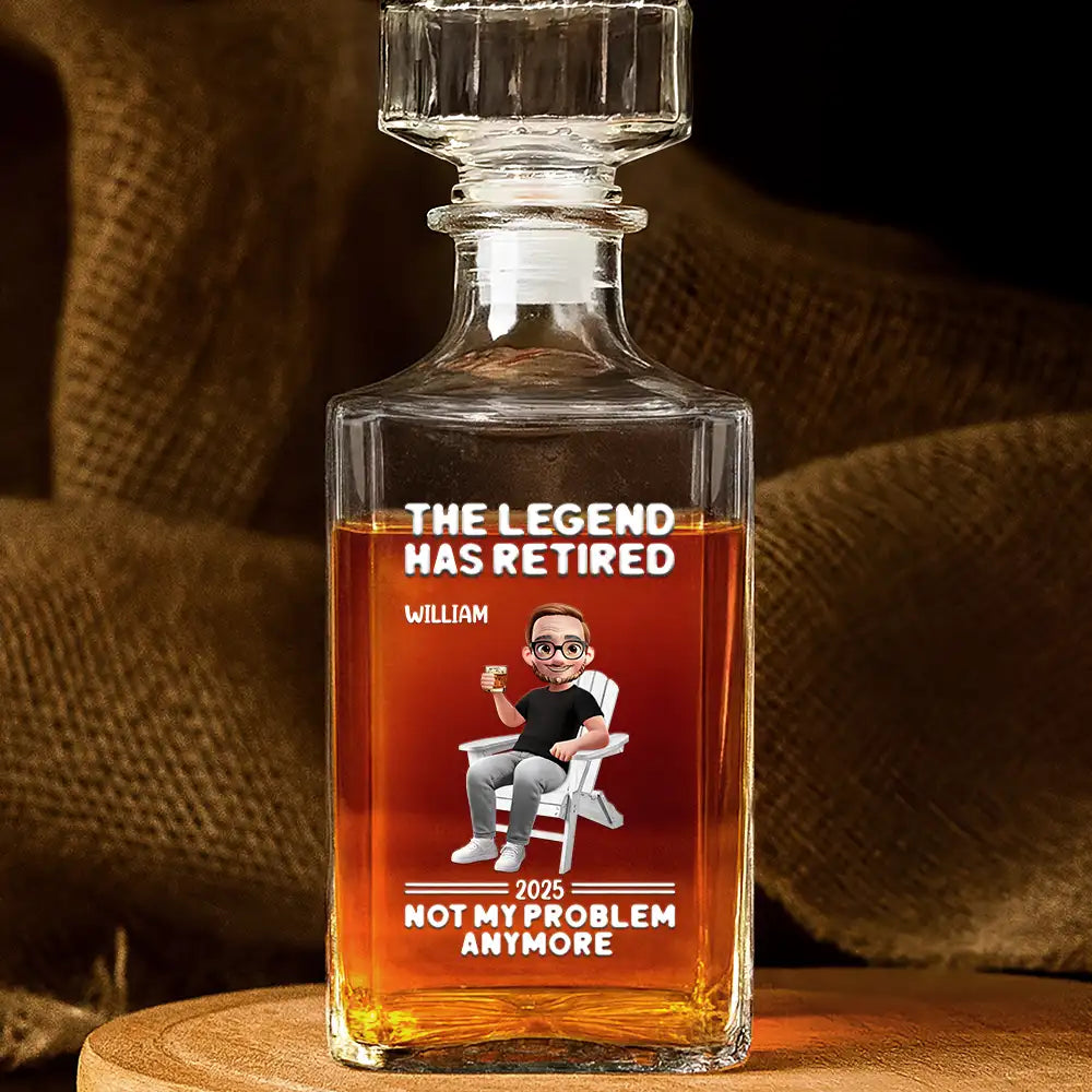Retired Not My Problem Anymore 3D Effect - Personalized Square Whiskey Bottle