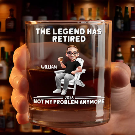 Retired Not My Problem Anymore 3D Effect - Personalized Whiskey Glass
