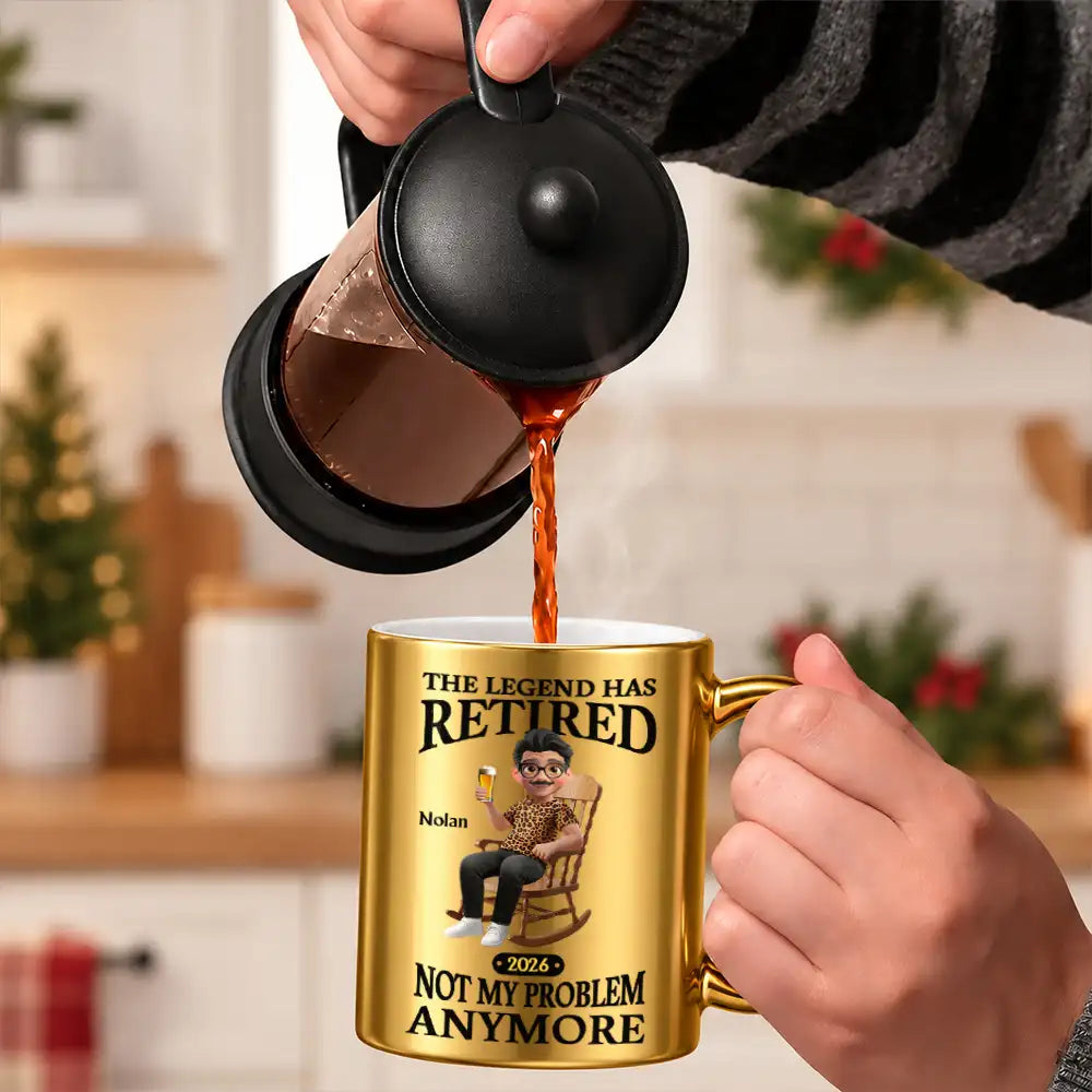 Gift For Colleagues, Humorous, Retirement, Vector - Retirement Gift For Coworker - Personalized The Legend Has Retired Metallic Mug