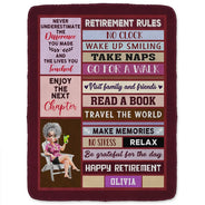 Retirement,Happy,Gift For Yourself,Parents,Gift For Grandparents,Gift For Women,Gift For Men - Retirement Rules Funny Farewell Gift - Personalized Fleece Blanket, Sherpa Blanket