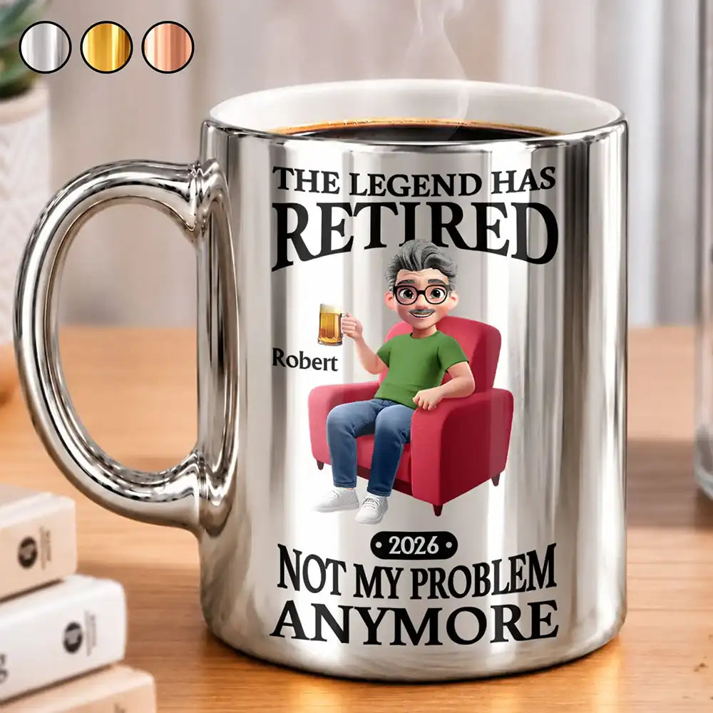Gift For Colleagues, Humorous, Retirement, Vector - Retirement Gift For Coworker - Personalized The Legend Has Retired Metallic Mug
