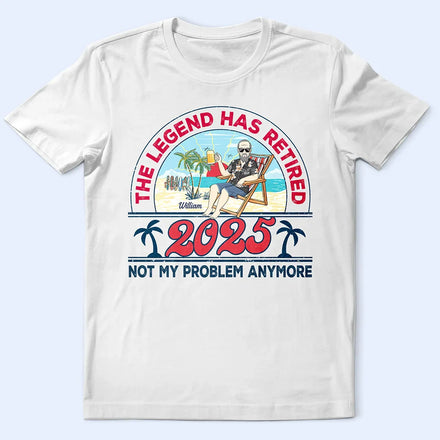 Retro Beach The Legend Has Retired - Personalized T Shirt