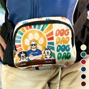 Gift For Men, Gift For Father, Dog Lovers, Dog Dad, Happy, Gift For Husband, Gift For Yourself - Retro Dog Dad - Personalized Crossbody Belt Bag