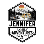 Camping,Campsite,Happy,Family - Retro Family Adventure - Personalized Decor Decal