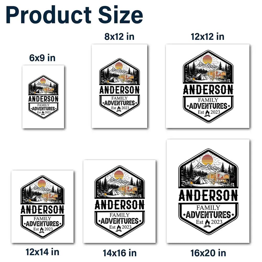 Camping,Campsite,Happy,Family - Retro Family Adventure - Personalized Decor Decal