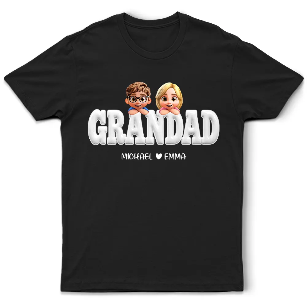 Retro Papa Grandpa Dad Daddy Printed 3D Effect - Personalized T Shirt