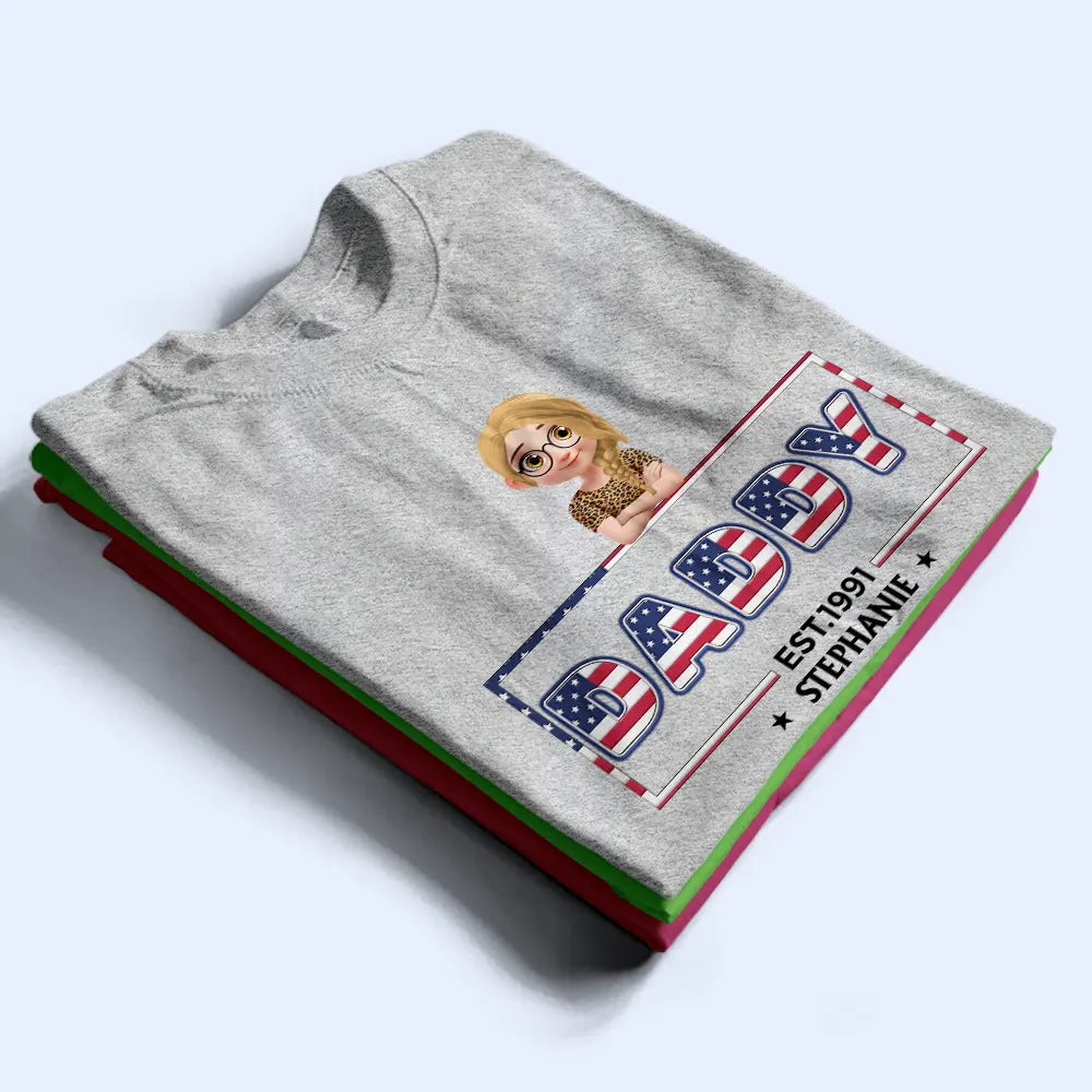 Gift For Father,Gift For Grandpa,Independence Day,Happy - Retro Style America Dad Grandpa 3D Effect - Personalized T Shirt