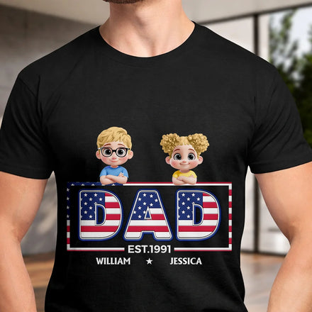 Retro Style America Dad Grandpa 3D Effect - Personalized T Shirt