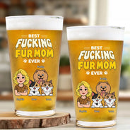Dog Mom,Dog Dad,Cat Mom,Cat Dad,Pet Mom,Pet Dad,Top Market,Vector,Humorous - Retro Style Best Dog Cat Dad - Personalized Beer Glass
