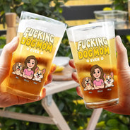 Dog Mom,Dog Dad,Cat Mom,Cat Dad,Pet Mom,Pet Dad,Top Market,Vector,Humorous - Retro Style Best Dog Cat Dad - Personalized Beer Glass
