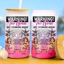 Retro Style Besties Warning The Girls Are Drinking Again - Personalized Ombre Frosted Glass Can