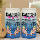 Top Market,Gift For Bestie,Humorous,Beach,Summer,Vector - Retro Style Besties Warning The Girls Are Drinking Again - Personalized Ombre Frosted Glass Can