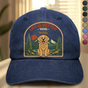 Dog Dad,Pet Lovers,Gift For Father,Top Market,Adorable,Vector - Retro Style Life Is Better With Dog Cat - Personalized Vintage Washed Denim Cap