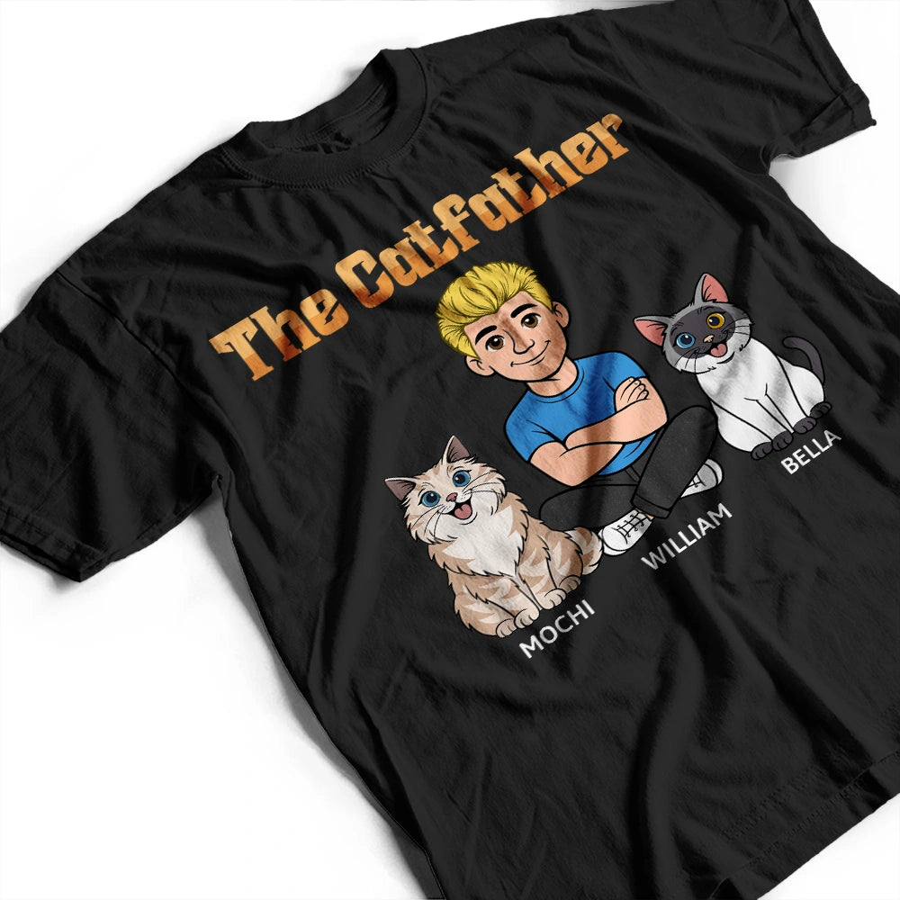 Dog Mom,Dog Dad,Dog Lovers,Cat Mom,Cat Dad,Cat Lovers,Pet Lovers,Pet Mom,Pet Dad,Top Market,Non-Eng,Vector,Proud - Retro Style The Dogfather Catfather - Personalized T Shirt
