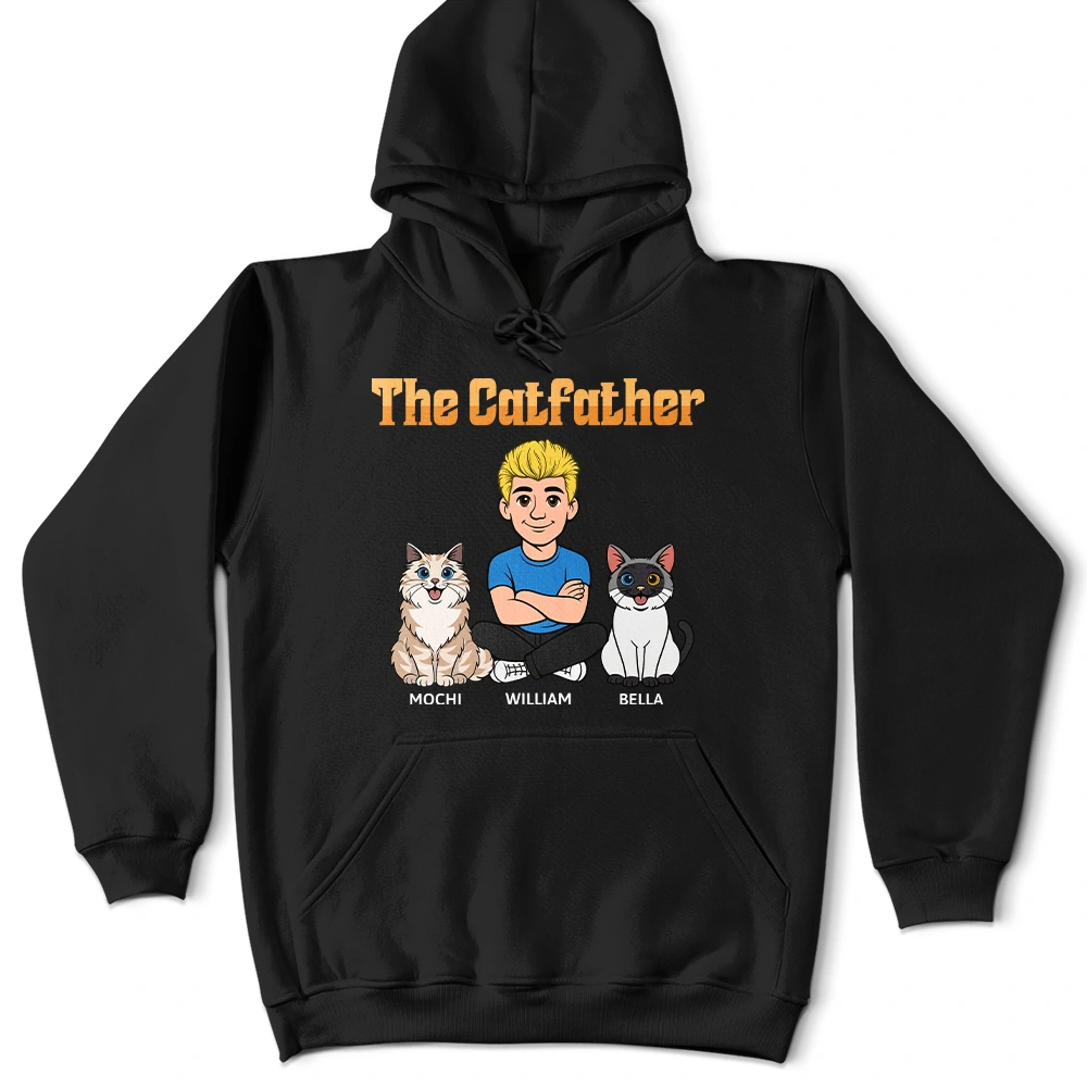 Dog Mom,Dog Dad,Dog Lovers,Cat Mom,Cat Dad,Cat Lovers,Pet Lovers,Pet Mom,Pet Dad,Top Market,Non-Eng,Vector,Proud - Retro Style The Dogfather Catfather - Personalized T Shirt