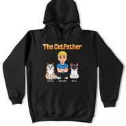 Dog Mom,Dog Dad,Dog Lovers,Cat Mom,Cat Dad,Cat Lovers,Pet Lovers,Pet Mom,Pet Dad,Top Market,Non-Eng,Vector,Proud - Retro Style The Dogfather Catfather - Personalized T Shirt