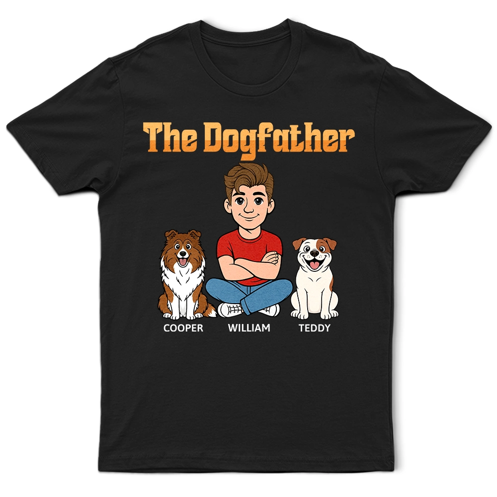 Dog Mom,Dog Dad,Dog Lovers,Cat Mom,Cat Dad,Cat Lovers,Pet Lovers,Pet Mom,Pet Dad,Top Market,Non-Eng,Vector,Proud - Retro Style The Dogfather Catfather - Personalized T Shirt