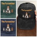 Dog Mom,Dog Dad,Dog Lovers,Cat Mom,Cat Dad,Cat Lovers,Pet Lovers,Pet Mom,Pet Dad,Top Market,Non-Eng,Vector,Proud - Retro Style The Dogfather Catfather - Personalized Vintage Washed Denim Cap