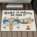 Dog Couple,Camping,Dog Lovers,Outdoor Decor,Pet Lovers,Gift For Couples,Vector,Happy - Retro Cartoon You And Me And The Dogs - Personalized Doormat