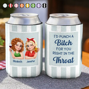 Gift For Bestie,Gifts For Colleagues,Gift For Sisters,Funny,Gift For Sibling - Right In The Throat 3D Bestie - Personalized Can Cooler Sleeve