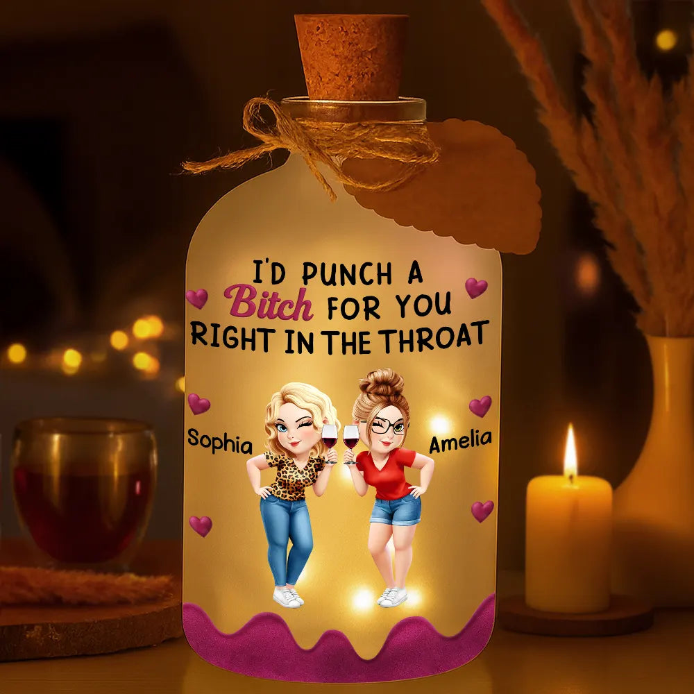 Gift For Bestie,Gifts For Colleagues,Gift For Sisters,Funny,Gift For Sibling - Right In The Throat 3D Bestie - Personalized Short Bottle Light