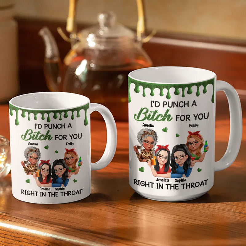 Gift For Bestie,Gifts For Colleagues,Gift For Sisters,Funny,Gift For Sibling - Right In The Throat 3D Bestie - Personalized White Edge-to-Edge Mug