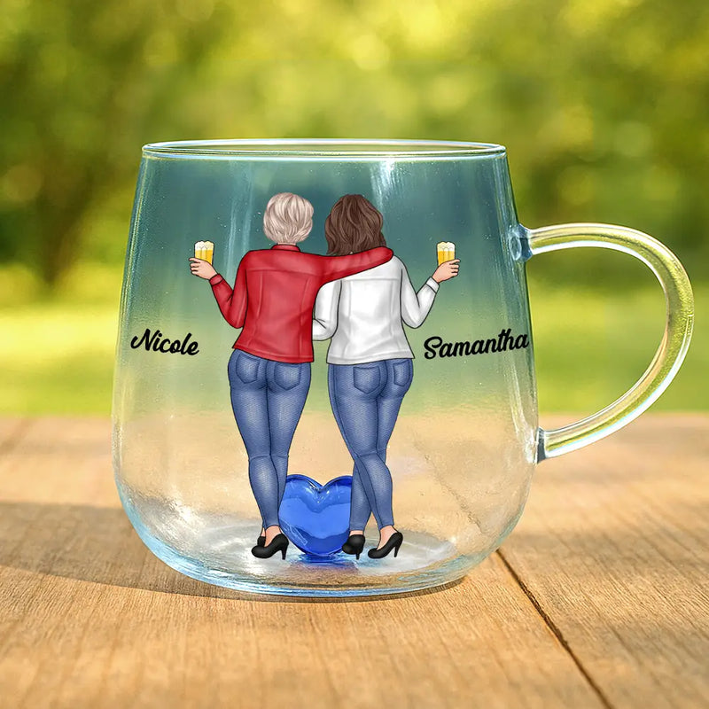 Gift For Bestie,Funny - Right In The Throat Backside Bestie - Personalized Gradient Glass Mug