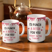 Happy,Gift For Bestie,Old Best friends,Gifts For Colleagues,Funny,Gift For Sisters - Right In The Throat Backside Besties - Personalized White Edge-to-Edge Mug