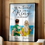 Gift For Couples,Gift For Husband,Gift For Wife,Gift For Boyfriend,Gift For Girlfriend,Married,Engaged,Beach,Anniversary - Ring On My Hand - Personalized Poster