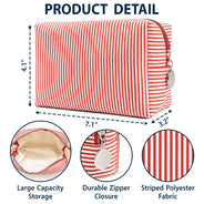 Top Market, Gift For Yourself, Gift For Women, Vector, Happy - Woman Sitting With Birth Month Flower - Personalized Striped Cosmetic Bag