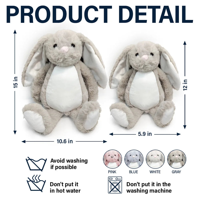 Art Design,Sentimental,Back To School,Gift For Kids,Photo - Pencil Sketch - Bold - Custom Photo Bold Sketch Kid Here A Special Hug Between Us Two - Personalized Soft Toy Bunny